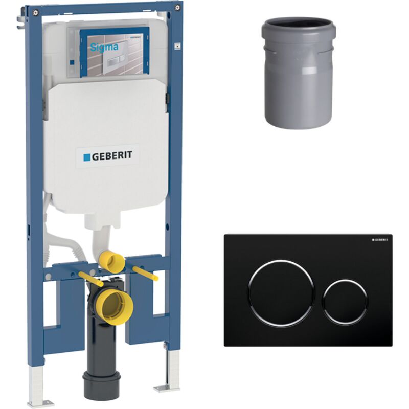 Duofix Pack Bâti-support extra-plat 114 cm UP720, gain de place + Plaque Sigma20,Noir chromé (111.796.00.1-D)