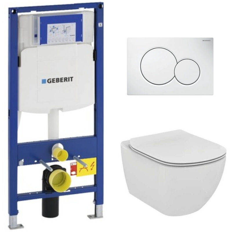 Duofix Pack WC + Ideal Standard Tesi Aquablade bowl + Sigma01 white flush plate (GEBAQUA-B) - Geberit