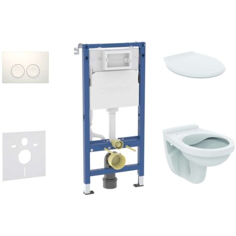 Geberit Duofix - Set bâti-support, cuvette Alpha et abattant, plaque de déclenchement Delta21, blanc alpin SANI11CD3140
