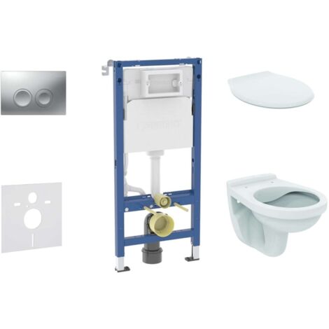 Geberit Duofix - Set bâti-support, cuvette Alpha et abattant, plaque de déclenchement Delta21, chrome mat SANI11CD2142