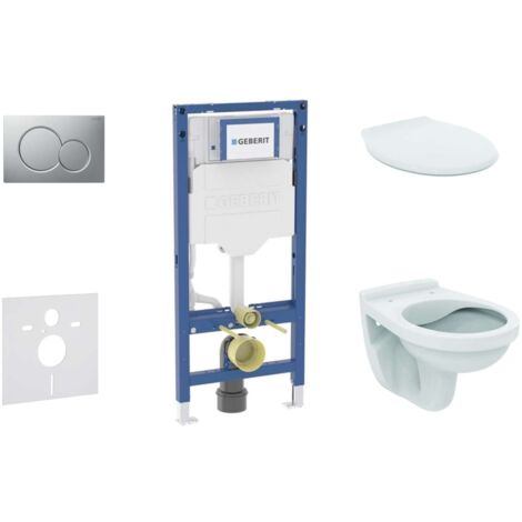 Geberit Duofix - Set bâti-support, cuvette Alpha et abattant, plaque de déclenchement Sigma01, chrome mat SANI11CD2126