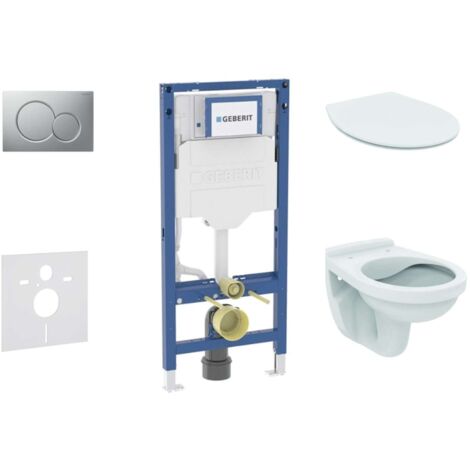 Geberit Duofix - Set bâti-support, cuvette Alpha et abattant softclose, plaque de déclenchement Sigma01, chrome brillant SANI11CD2102