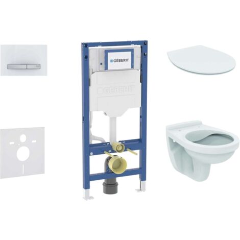 Geberit Duofix - Set bâti-support, cuvette Alpha et abattant softclose, plaque de déclenchement Sigma50, blanc alpin SANI11CD3107