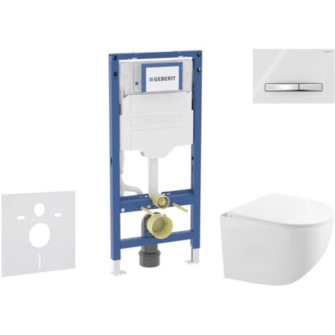 Geberit Duofix - Set bâti-support, cuvette compacte Gaia et abattant softclose, plaque de déclenchement Sigma50, chrome/blanc alpin SANI11CA3148B