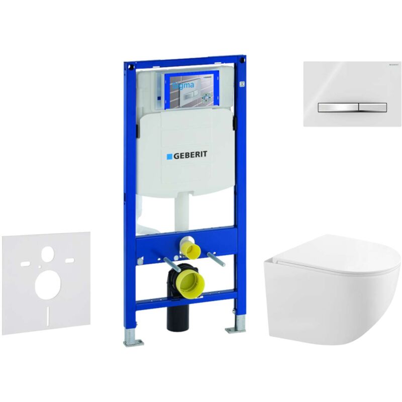 Duofix - Set bâti-support, cuvette compacte Gaia et abattant softclose, plaque de déclenchement Sigma50, chrome/blanc alpin SANI11CA3148 - Geberit