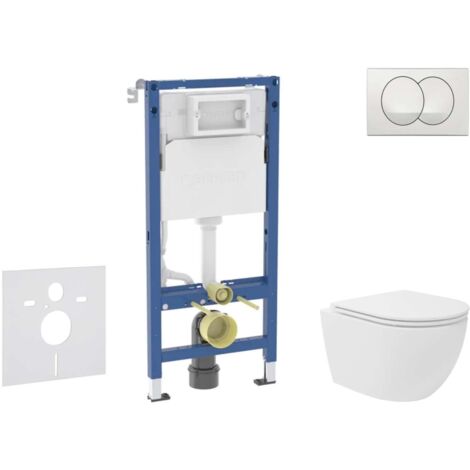 Geberit Duofix - Set bâti-support, cuvette compacte Oudee Vortex abattant SoftClose, plaque de déclenchement Delta, blanc SANI11CA3169B