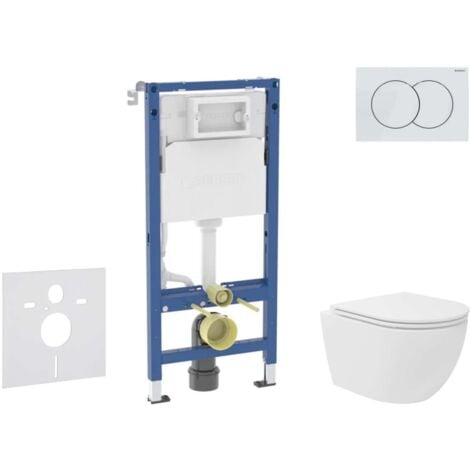 Geberit Duofix - Set bâti-support, cuvette compacte Oudee Vortex abattant SoftClose, plaque de déclenchement Delta01, blanc alpin SANI11CA3168B