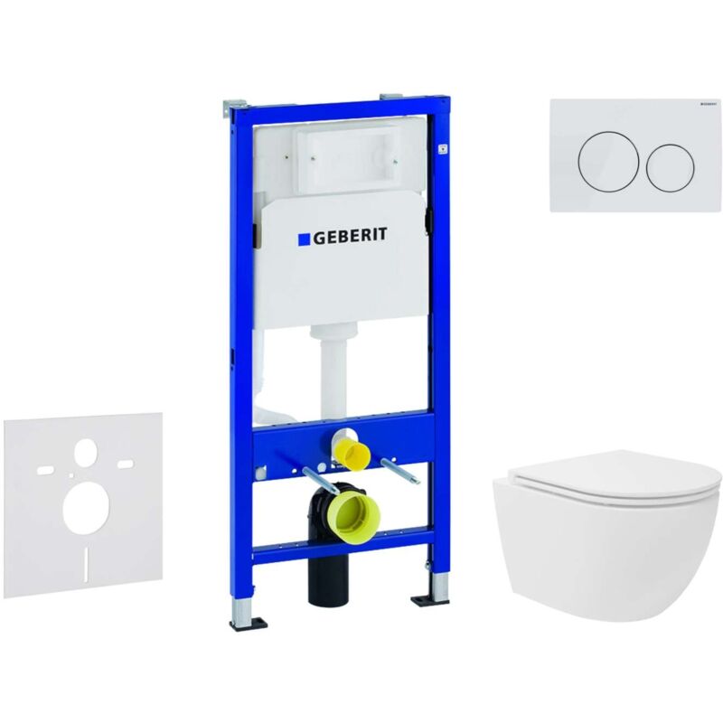 Duofix - Set bâti-support, cuvette compacte Oudee Vortex abattant SoftClose, plaque de déclenchement Delta20, blanc alpin SANI11CA3171 - Geberit