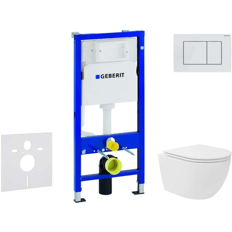 Geberit - Duofix - Set bâti-support, cuvette compacte Oudee Vortex abattant SoftClose, plaque de déclenchement Delta30, blanc alpin SANI11CA3172