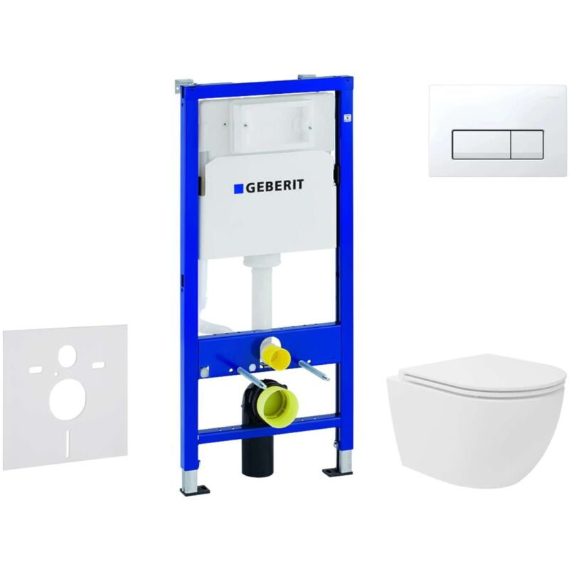 Geberit - Duofix - Set bâti-support, cuvette compacte Oudee Vortex abattant SoftClose, plaque de déclenchement Delta50, blanc alpin SANI11CA3170