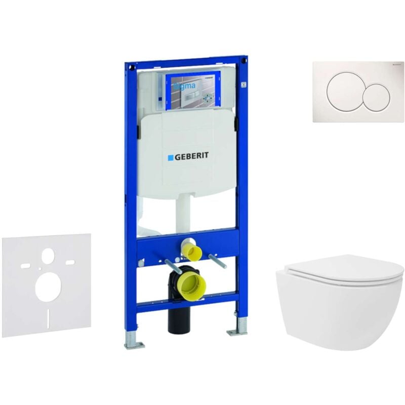 Duofix - Set bâti-support, cuvette compacte Oudee Vortex abattant SoftClose, plaque de déclenchement Sigma01, blanc alpin SANI11CA3162 - Geberit