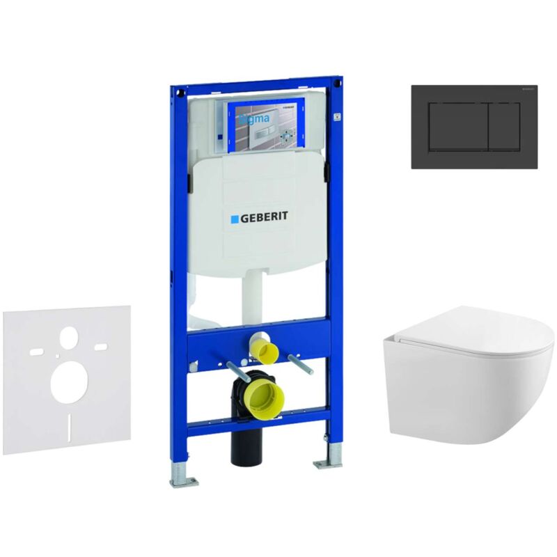 Duofix - Set bâti-support, cuvette Gaia et abattant softclose et plaque de déclenchement Sigma30, noir mat/noir SANI11CA5105 - Geberit