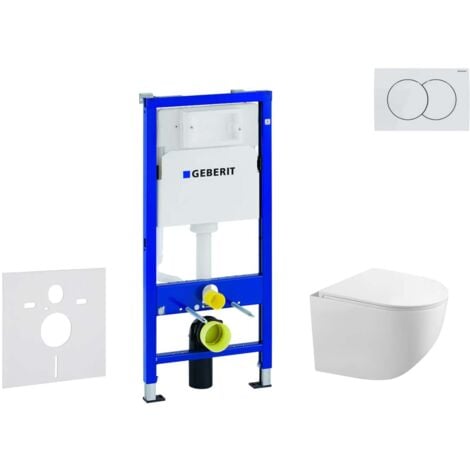 Geberit Duofix - Set bâti-support, cuvette Gaia et abattant softclose, plaque de déclenchement Delta01, blanc alpin SANI11CA3120