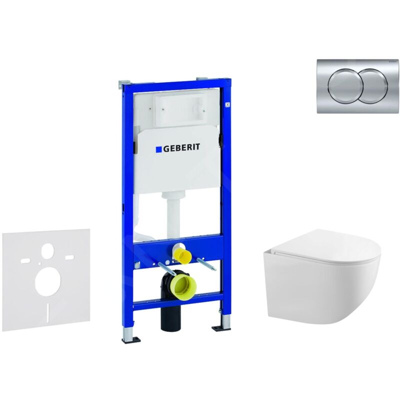 Duofix - Set bâti-support, cuvette Gaia et abattant softclose, plaque de déclenchement Delta01, chrome brillant SANI11CA1130 - Geberit