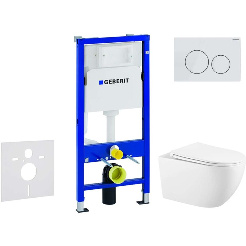 Geberit - Duofix - Set bâti-support, cuvette Gaia et abattant softclose, plaque de déclenchement Delta20, blanc alpin SANI11CA3145