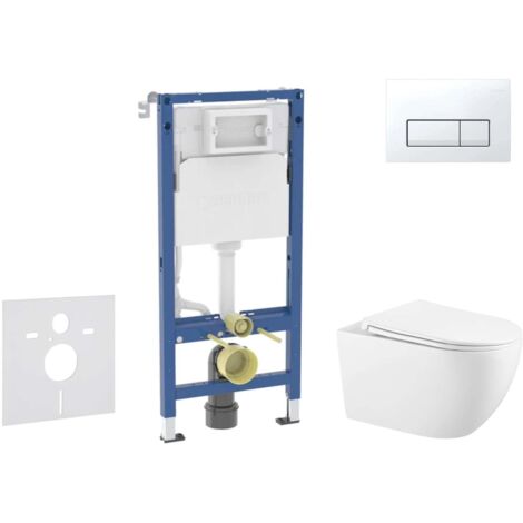 Geberit Duofix - Set bâti-support, cuvette Gaia et abattant softclose, plaque de déclenchement Delta50, blanc alpin SANI11CA3144B