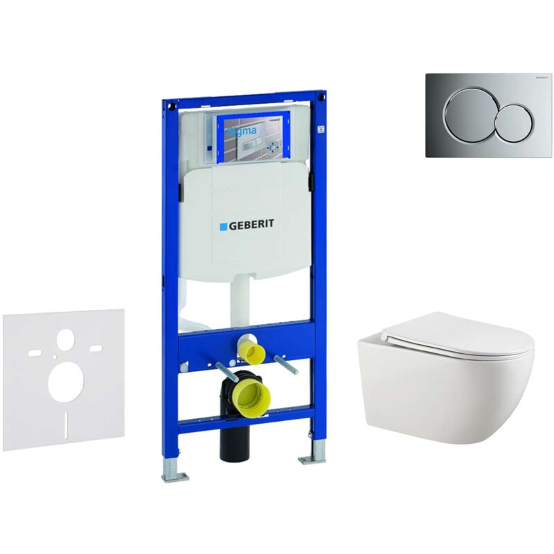 Geberit Duofix - Set bâti-support, cuvette Gaia et abattant softclose, plaque de déclenchement Sigma01, chrome brillant SANI11CA1132