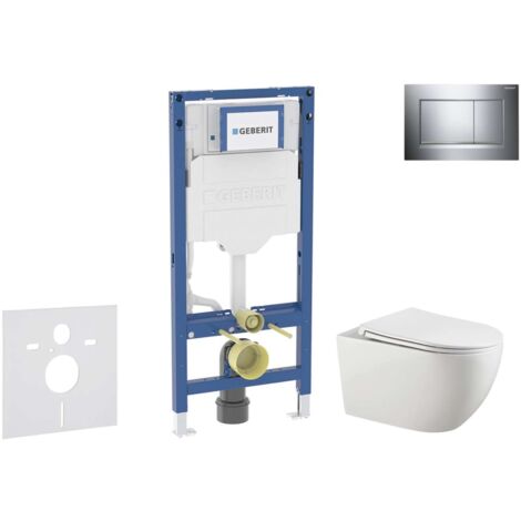 Geberit Duofix - Set bâti-support, cuvette Gaia et abattant softclose, plaque de déclenchement Sigma30, chrome/chrome mat SANI11CA1133B