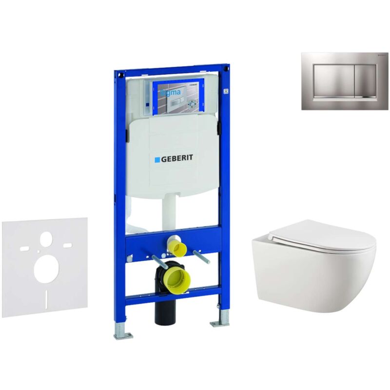 Geberit - Duofix - Set bâti-support, cuvette Gaia et abattant softclose, plaque de déclenchement Sigma30, chrome mat/chrome SANI11CA1134