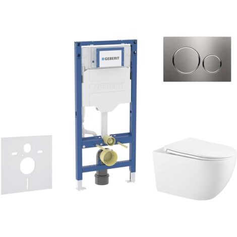 Geberit Duofix - Set con modulo di installazione, vaso WC Gaia e copriwater softclose, placca di comando Sigma20, acciaio inox SANI11CA6102B