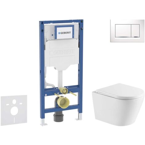 Geberit Duofix - Set con modulo di installazione, vaso WC Nefia e copriwater softclose, pulsante Sigma20, bianco/cromo SANI11CA31108