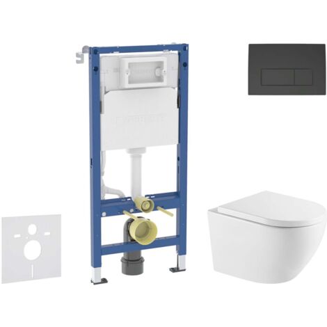 Geberit Duofix - Set con modulo di installazione, vaso WC Oudee e copriwater softclose, placca di comando Delta50, nero lucido/opaco SANI11CA5178
