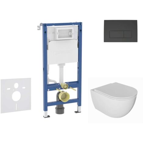 Geberit Duofix - Set con modulo di installazione, vaso WC Oudee e copriwater softclose, placca di comando Delta50, nero opaco SANI11CA5132B