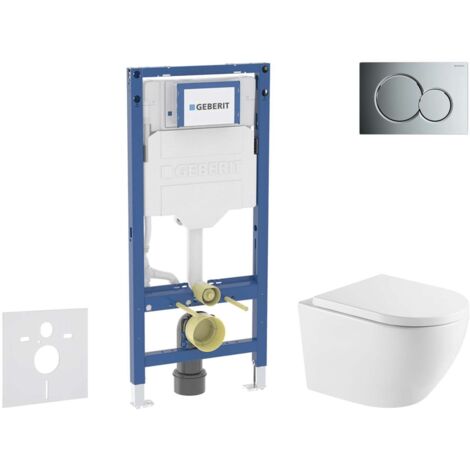 Geberit Duofix - Set con modulo di installazione, vaso WC Oudee e copriwater softclose, placca di comando Sigma01, cromo lucido SANI11CA1167