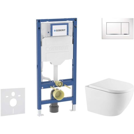 Geberit Duofix - Set con modulo di installazione, vaso WC Oudee e copriwater softclose, placca di comando Sigma20, bianco/cromo SANI11CA31130