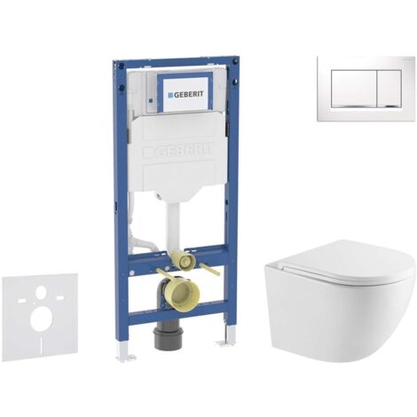 Geberit Duofix - Set con modulo di installazione, vaso WC Oudee e copriwater softclose, placca di comando Sigma20, bianco/cromo SANI11CA3197