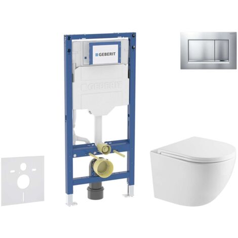 Geberit Duofix - Set con modulo di installazione, vaso WC Oudee e copriwater softclose, placca di comando Sigma20, cromo opaco smaltato/cromo SANI11CA2103