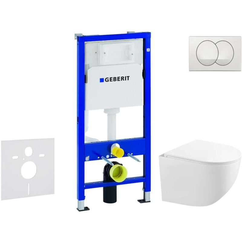 Geberit - Duofix - Set de bâti-support, cuvette compacte Gaia et abattant softclose, plaque de déclenchement Delta, blanc SANI11CA3150