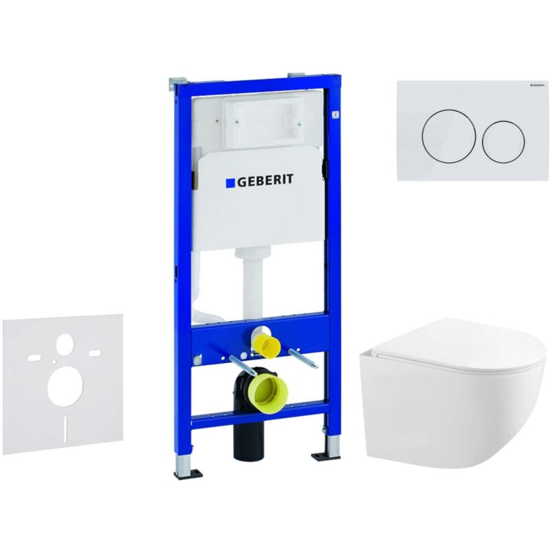 Duofix - Set de bâti-support, cuvette compacte Gaia et abattant softclose, plaque de déclenchement Delta20, blanc alpin SANI11CA3152 - Geberit