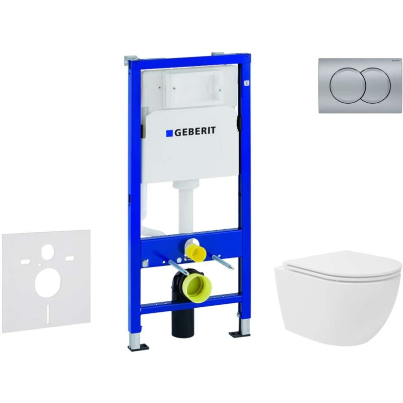 Geberit Duofix - Set de bâti-support, cuvette compacte Oudee Vortex et abattant softclose, plaque de déclenchement Delta01, chrome mat SANI11CA1145