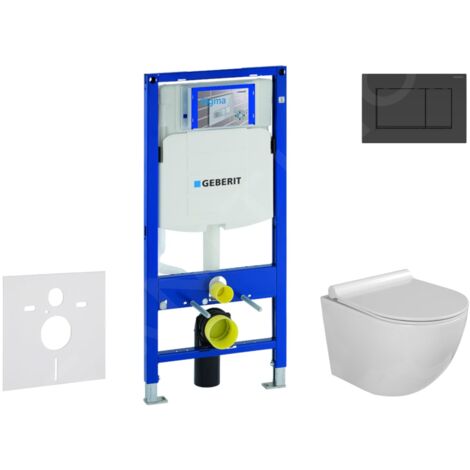 Geberit Duofix - Set de bâti-support, cuvette Gaia et abattant softclose et plaque de déclenchement Sigma30, noir mat/noir