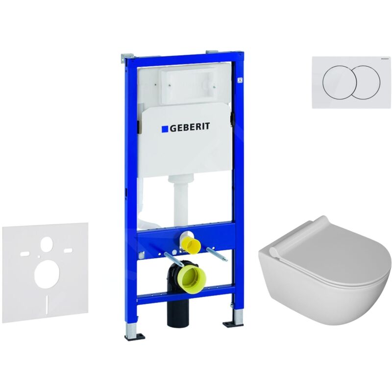 Duofix - Set de bâti-support, cuvette Gaia et abattant softclose, plaque de déclenchement Delta01, blanc alpin - Geberit