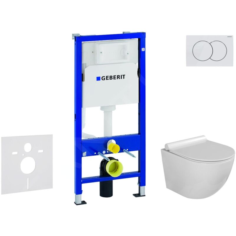 Duofix - Set de bâti-support, cuvette Gaia et abattant softclose, plaque de déclenchement Delta01, blanc alpin SANI11CA3107 - Geberit
