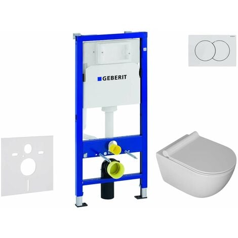 Geberit Duofix - Set de bâti-support, cuvette Gaia et abattant softclose, plaque de déclenchement Delta01, blanc alpin SANI11CA3107