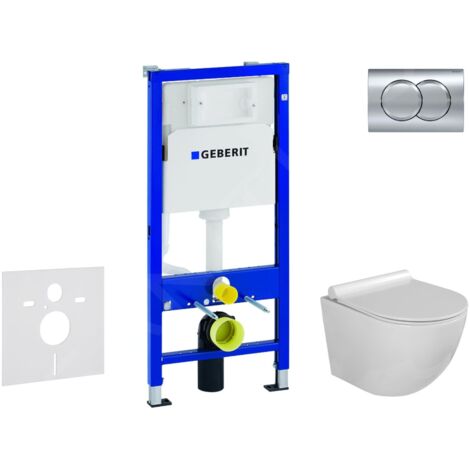 Geberit Duofix - Set de bâti-support, cuvette Gaia et abattant softclose, plaque de déclenchement Delta01, chrome brillant