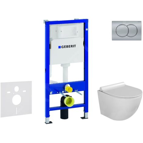 Geberit Duofix - Set de bâti-support, cuvette Gaia et abattant softclose, plaque de déclenchement Delta01, chrome mat