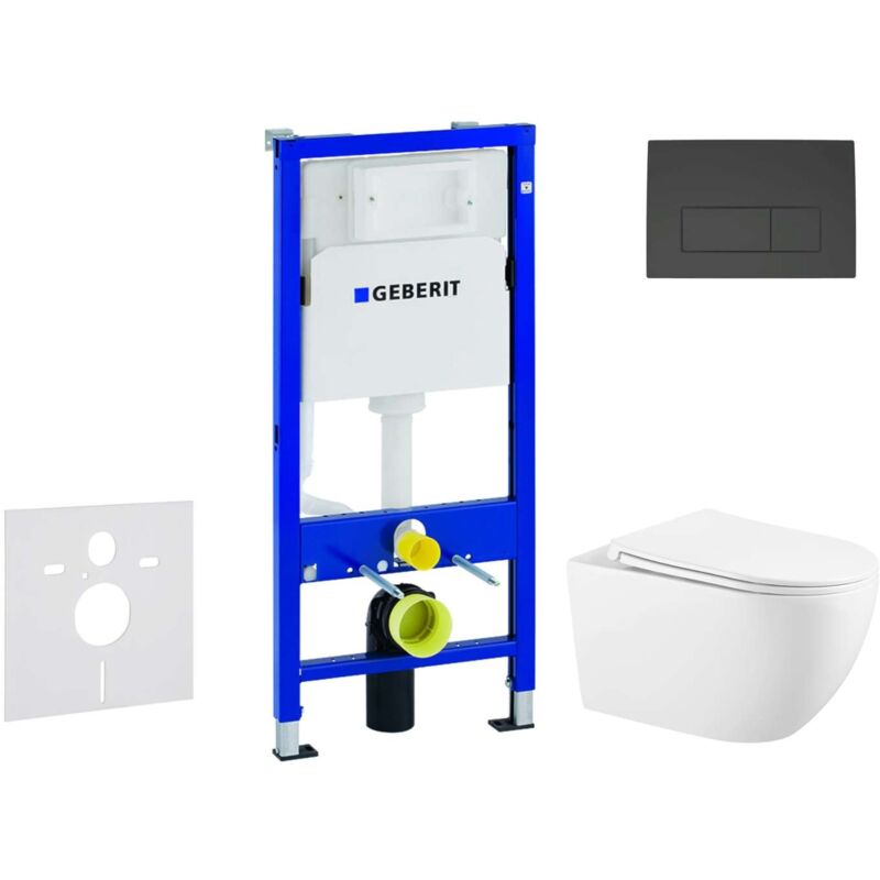 Geberit - Duofix - Set de bâti-support, cuvette Gaia et abattant softclose, plaque de déclenchement Delta50, noir mat SANI11CA5118