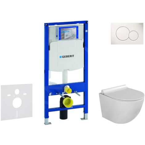 Geberit Duofix - Set de bâti-support, cuvette Gaia et abattant softclose, plaque de déclenchement Sigma01, blanc alpin