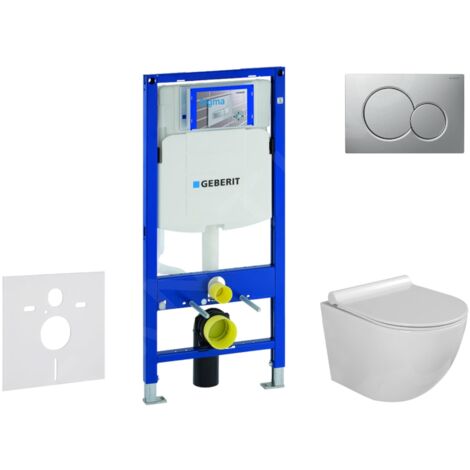 Geberit Duofix - Set de bâti-support, cuvette Gaia et abattant softclose, plaque de déclenchement Sigma01, chrome mat laqué