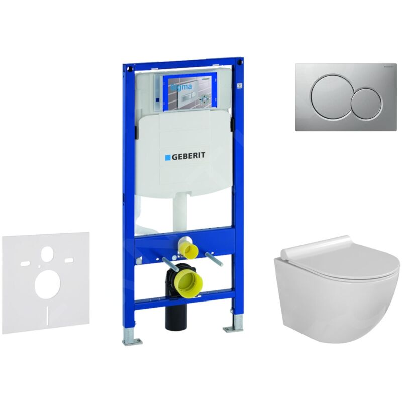 Geberit Duofix - Set de bâti-support, cuvette Gaia et abattant softclose, plaque de déclenchement Sigma01, chrome mat laqué