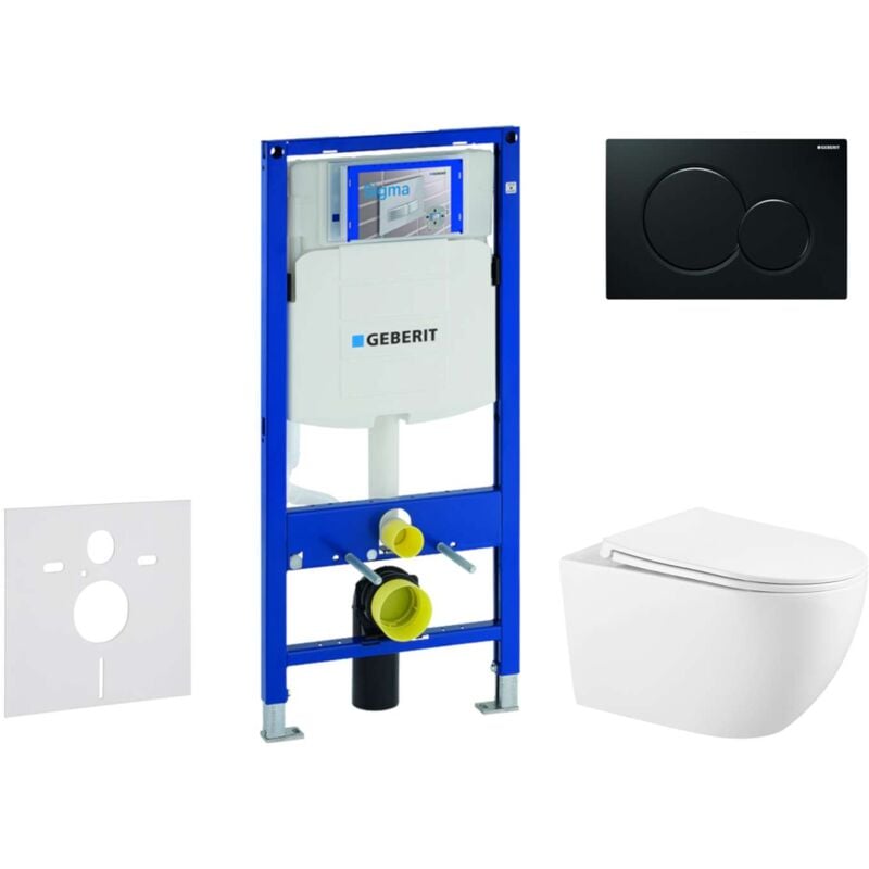Geberit - Duofix - Set de bâti-support, cuvette Gaia et abattant softclose, plaque de déclenchement Sigma01, noir SANI11CA5134