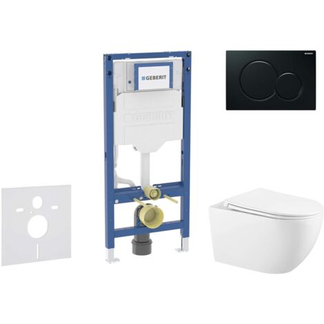 Geberit Duofix - Set de bâti-support, cuvette Gaia et abattant softclose, plaque de déclenchement Sigma01, noir SANI11CA5134B