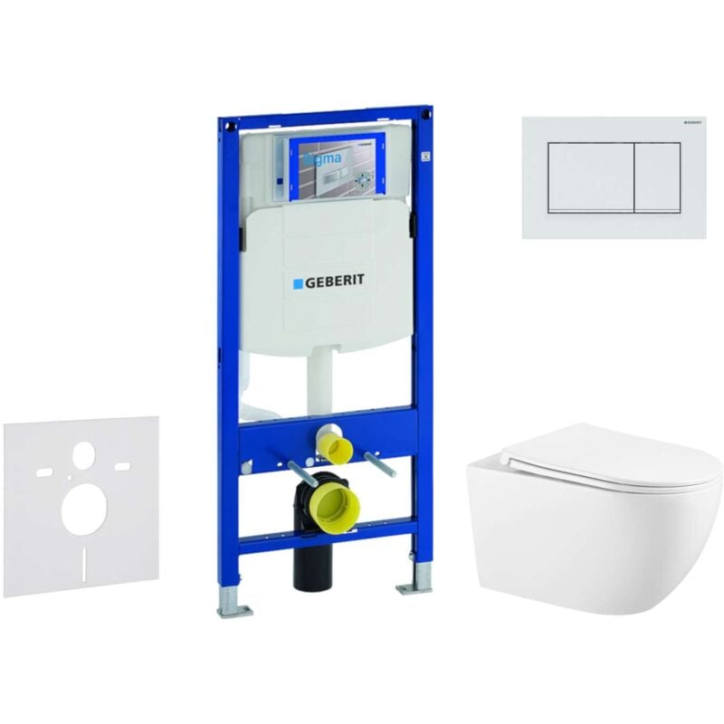 Duofix - Set de bâti-support, cuvette Gaia et abattant softclose, plaque de déclenchement Sigma30, blanc/blanc mat SANI11CA3142 - Geberit
