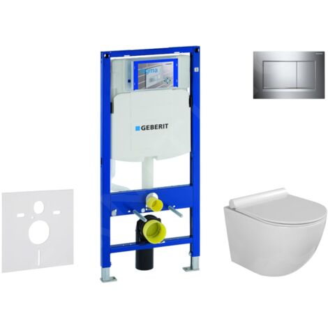 Geberit Duofix - Set de bâti-support, cuvette Gaia et abattant softclose, plaque de déclenchement Sigma30, chrome/chrome mat