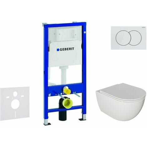 Geberit Duofix - Set de bâti-support, cuvette Oudee et abattant softclose, plaque de déclenchement Delta01, blanc alpin SANI11CA3116