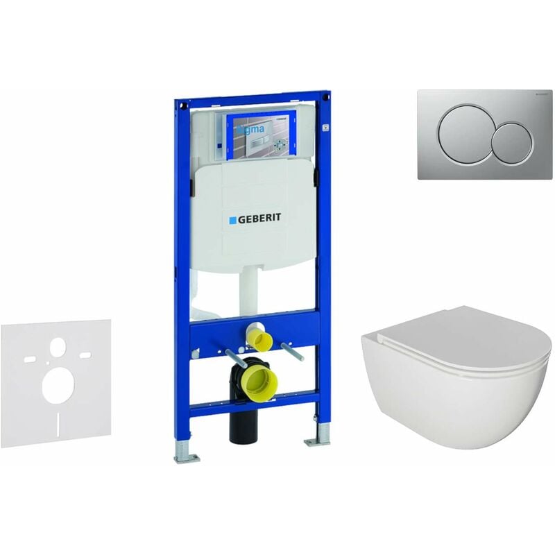 Duofix - Set de bâti-support, cuvette Oudee et abattant softclose, plaque de déclenchement Sigma01, chrome mat laqué SANI11CA1123 - Geberit